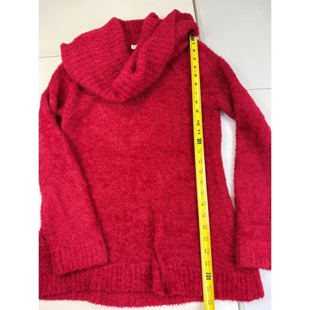 Cato Red Fuzzy Chenille Cowl‎ Neck Long Sleeve Sweater L - Picture 6 of 7
